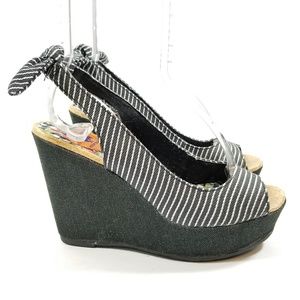 Rocket Dog Wedge Slingback Open Toe Blue White